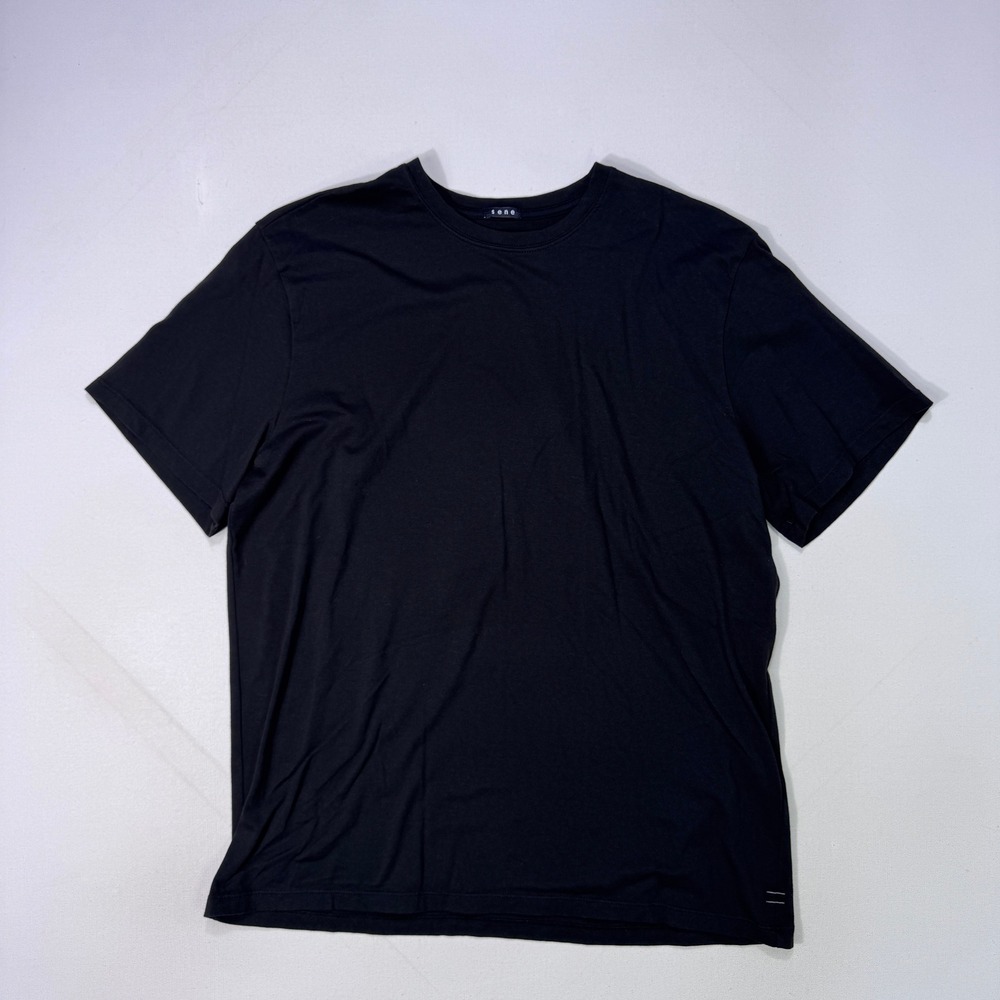 Sene Bespoke Black Pima Cotton Elastane Crew Neck Short Sleeve Tee Shirt USA